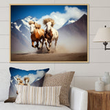 Wild Horses Galloping In The Mountains - Horse Large Canvas Wall Art