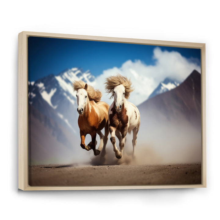 Wild Horses Galloping In The Mountains - Horse Large Canvas Wall Art