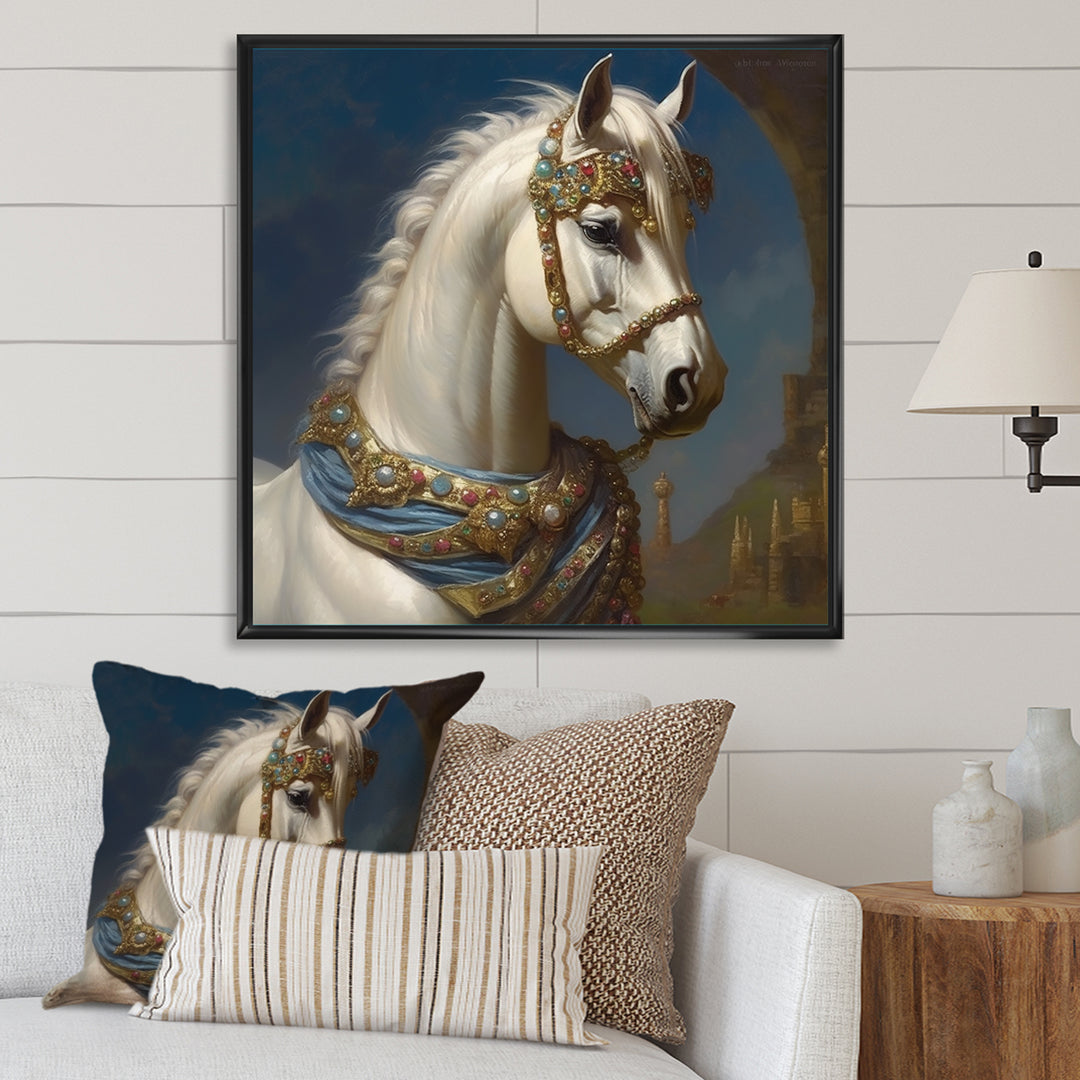Portrait Of Majestic White Horse - White Horse Wall Art