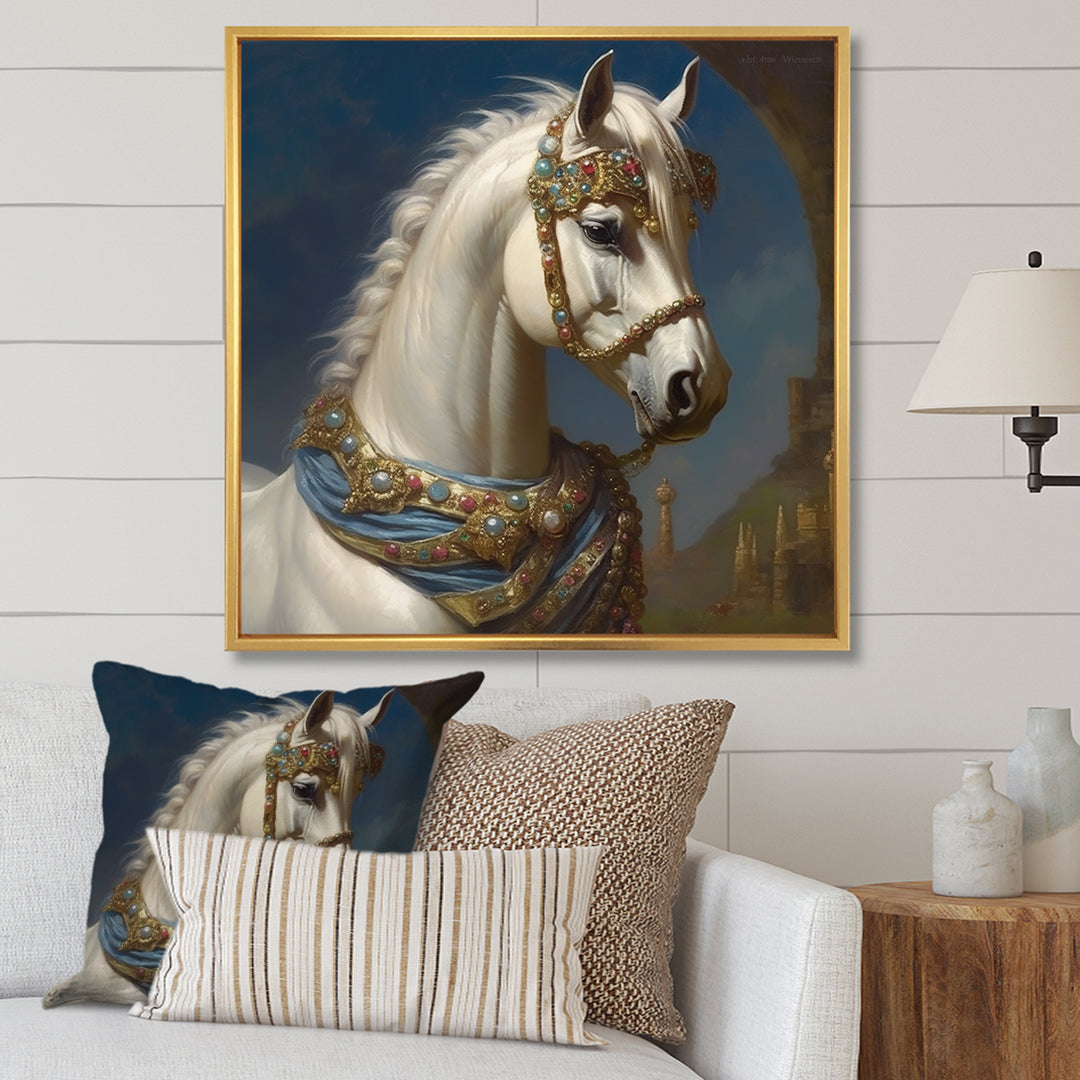 Portrait Of Majestic White Horse - White Horse Wall Art