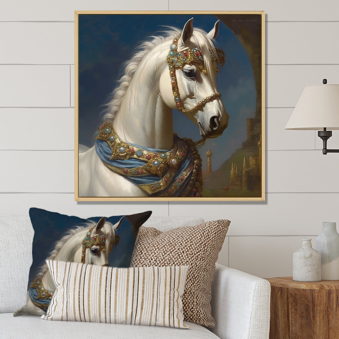 Portrait Of Majestic White Horse - White Horse Wall Art