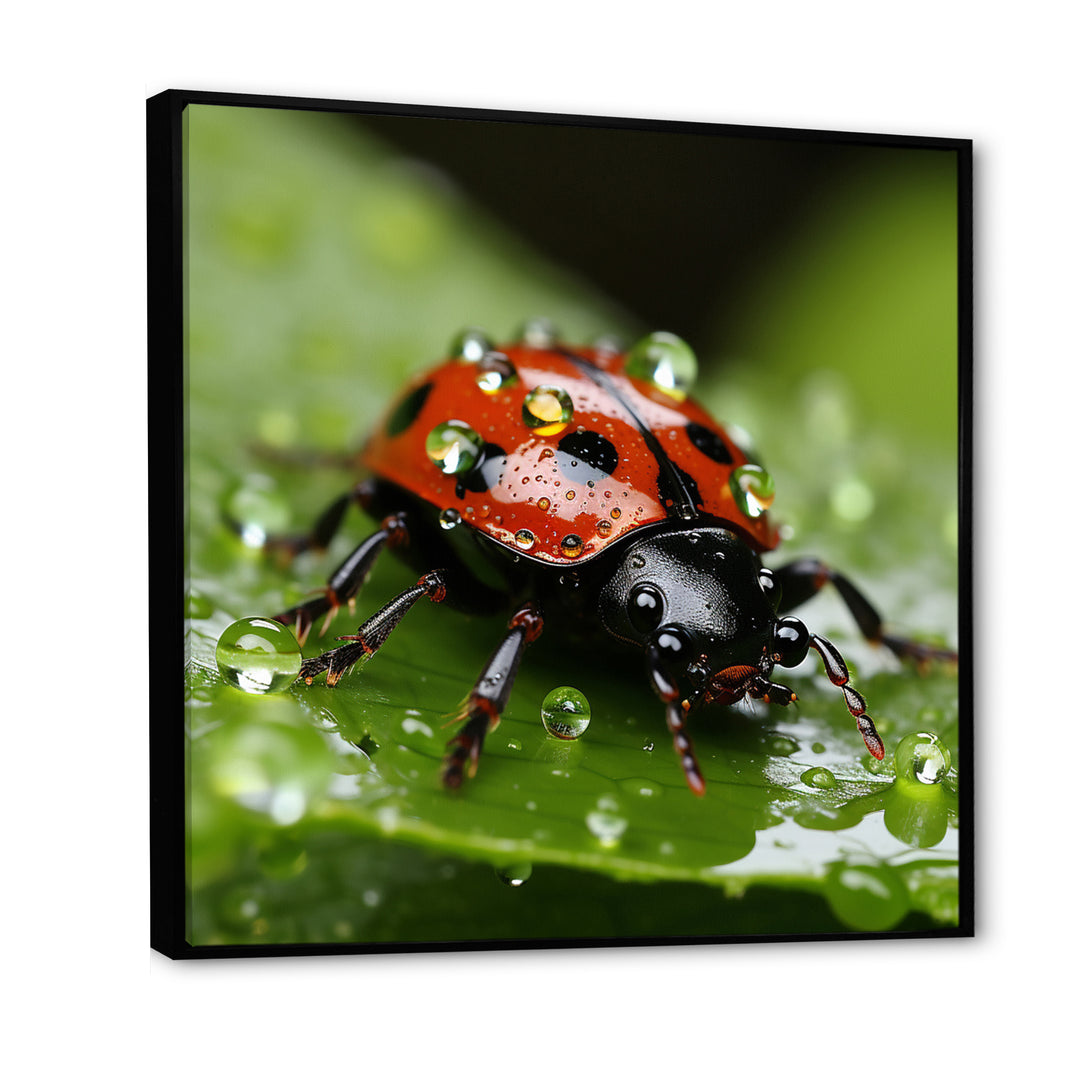 Portrait Of Lady Bug Macro Photography - Insects &amp; Bugs Framed Canvas Art
