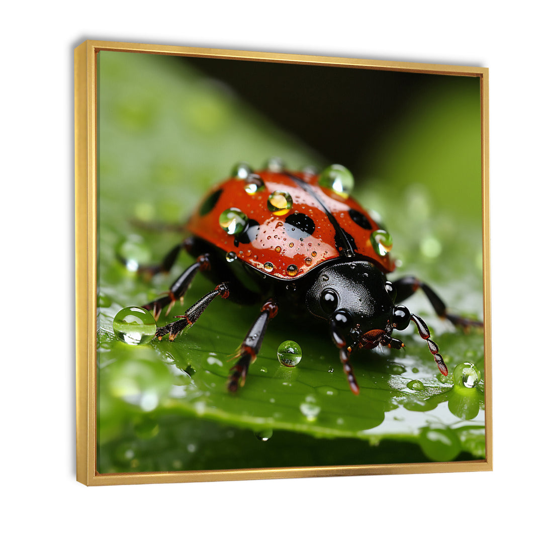 Portrait Of Lady Bug Macro Photography - Insects &amp; Bugs Framed Canvas Art