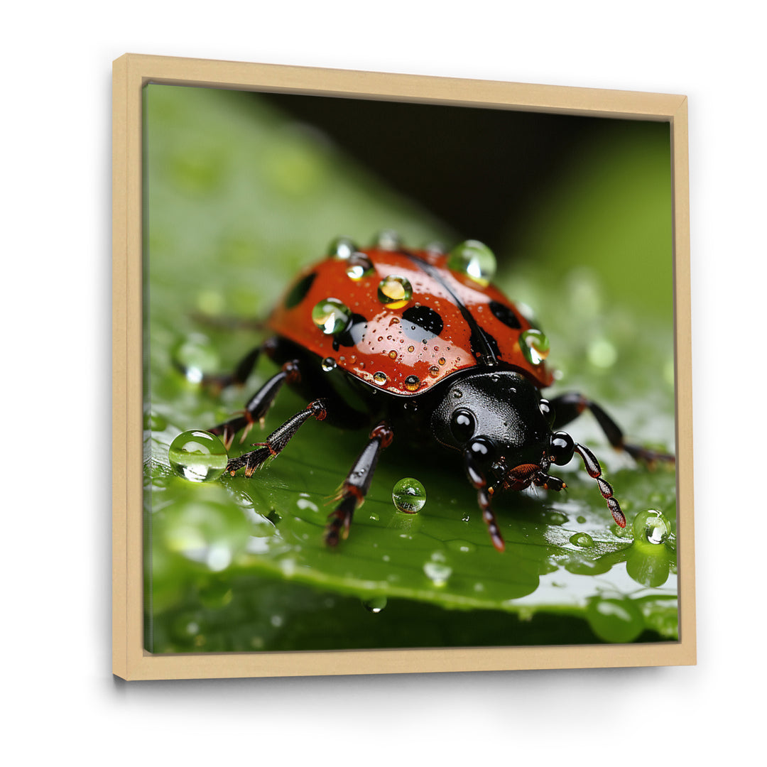 Portrait Of Lady Bug Macro Photography - Insects &amp; Bugs Framed Canvas Art