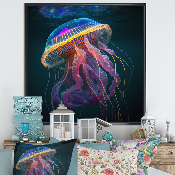 Radiant Colorful Deep Sea Jellyfish - Jellyfish Large Canvas Wall Art