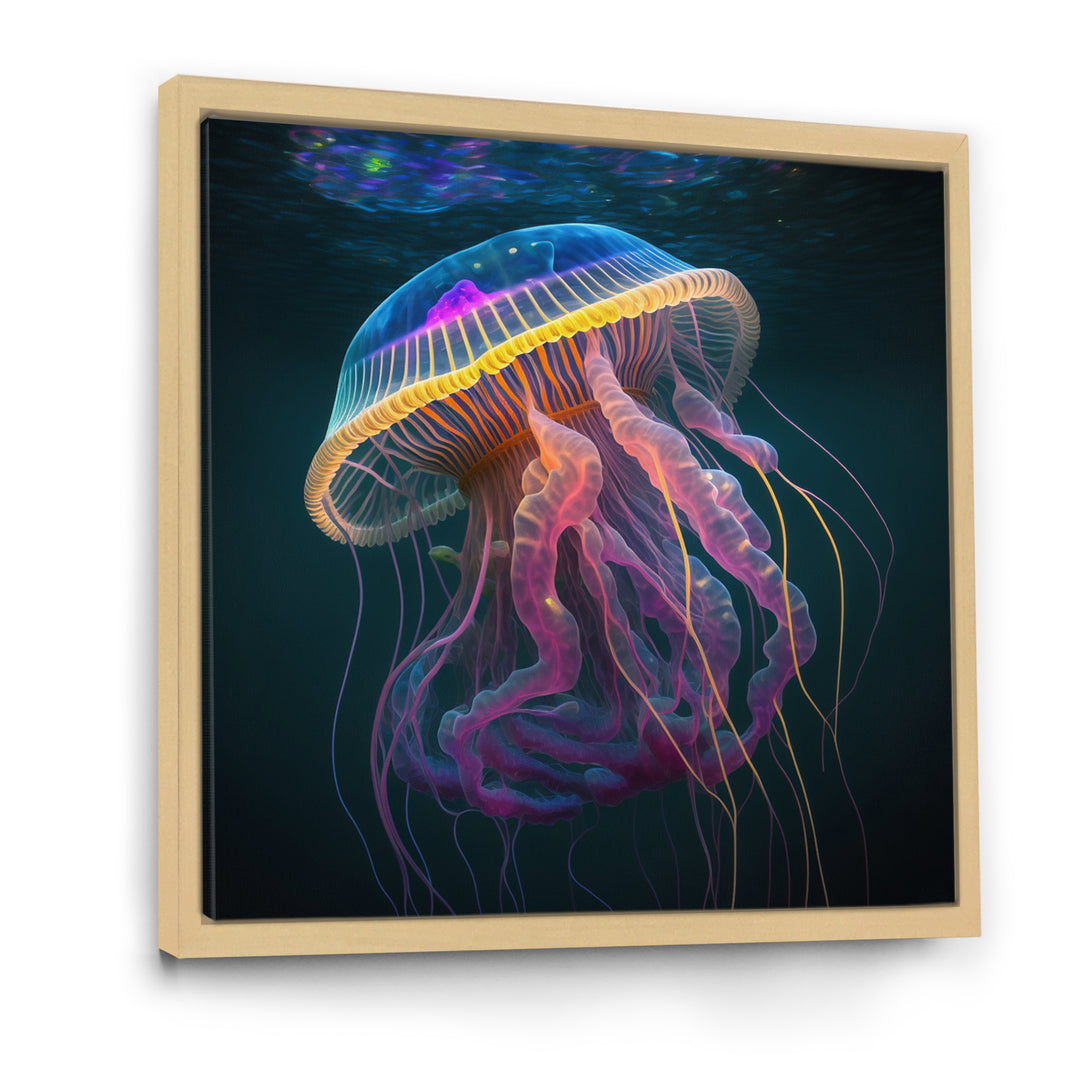 Radiant Colorful Deep Sea Jellyfish - Jellyfish Large Canvas Wall Art