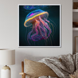 Radiant Colorful Deep Sea Jellyfish - Jellyfish Large Canvas Wall Art