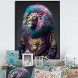 Cool Lion With Flamboyant Sweater - Blue Lion Wall Art