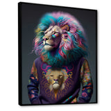 Cool Lion With Flamboyant Sweater - Blue Lion Wall Art