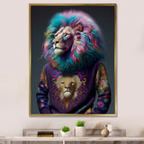Cool Lion With Flamboyant Sweater - Blue Lion Wall Art