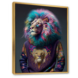 Cool Lion With Flamboyant Sweater - Blue Lion Wall Art