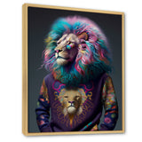 Cool Lion With Flamboyant Sweater - Blue Lion Wall Art