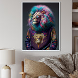 Cool Lion With Flamboyant Sweater - Blue Lion Wall Art