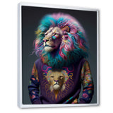 Cool Lion With Flamboyant Sweater - Blue Lion Wall Art