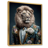 Glamorous Fashion Lion With Flower Suit - Lion Large Canvas Wall Art