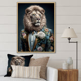 Glamorous Fashion Lion With Flower Suit - Lion Large Canvas Wall Art