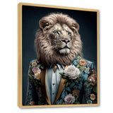 Glamorous Fashion Lion With Flower Suit - Lion Large Canvas Wall Art