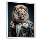 Glamorous Fashion Lion With Flower Suit - Lion Large Canvas Wall Art