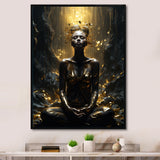 Mystical Woman Meditating Sunny Enchanted Forest - Lion Bedroom Wall Art