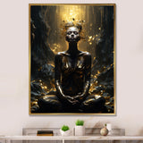 Mystical Woman Meditating Sunny Enchanted Forest - Lion Bedroom Wall Art