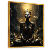 Mystical Woman Meditating Sunny Enchanted Forest - Lion Bedroom Wall Art