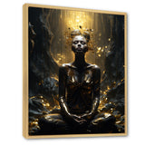 Mystical Woman Meditating Sunny Enchanted Forest - Lion Bedroom Wall Art