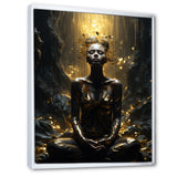 Mystical Woman Meditating Sunny Enchanted Forest - Lion Bedroom Wall Art