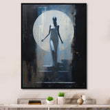 Full Moon Woman Descending Stairs Vintage - Lion Canvas Wall Art