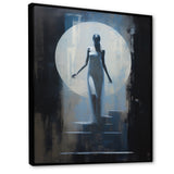 Full Moon Woman Descending Stairs Vintage - Lion Canvas Wall Art