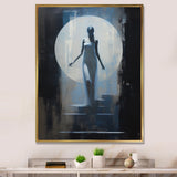 Full Moon Woman Descending Stairs Vintage - Lion Canvas Wall Art