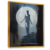 Full Moon Woman Descending Stairs Vintage - Lion Canvas Wall Art
