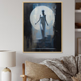Full Moon Woman Descending Stairs Vintage - Lion Canvas Wall Art