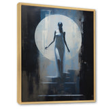 Full Moon Woman Descending Stairs Vintage - Lion Canvas Wall Art