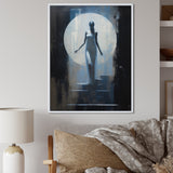 Full Moon Woman Descending Stairs Vintage - Lion Canvas Wall Art
