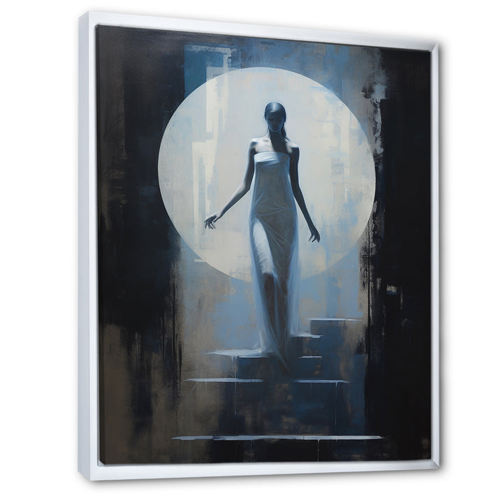 Full Moon Woman Descending Stairs Vintage - Lion Canvas Wall Art