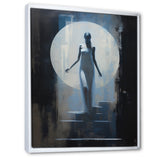 Full Moon Woman Descending Stairs Vintage - Lion Canvas Wall Art