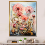 Pink Dandelion Retro Flower Illustration - Lion Canvas Wall Art