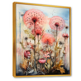 Pink Dandelion Retro Flower Illustration - Lion Canvas Wall Art