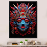 Traditional Mask In Red And Blu - Lion Wall Decor