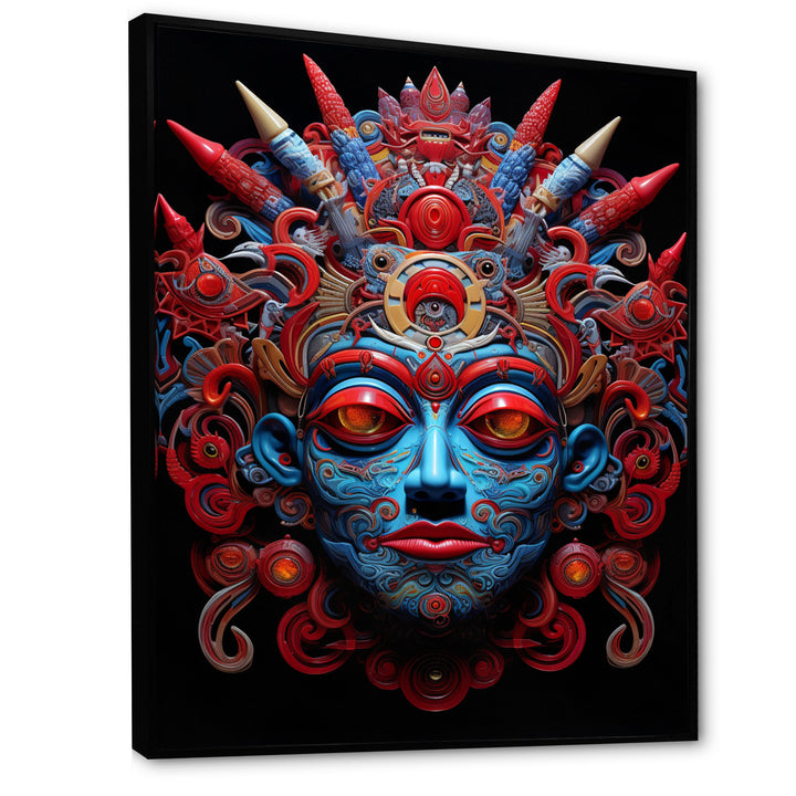Traditional Mask In Red And Blu - Lion Wall Decor