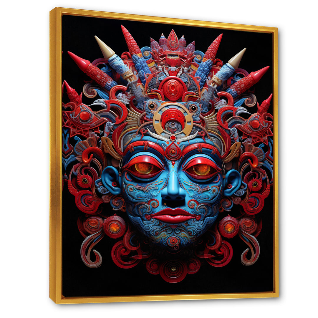 Traditional Mask In Red And Blu - Lion Wall Decor