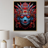 Traditional Mask In Red And Blu - Lion Wall Decor