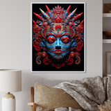 Traditional Mask In Red And Blu - Lion Wall Decor