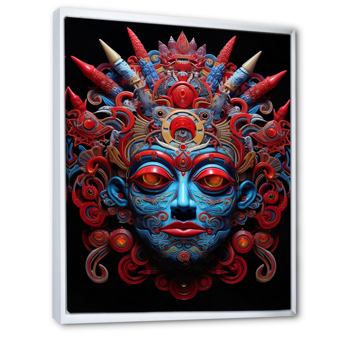 Traditional Mask In Red And Blu - Lion Wall Decor