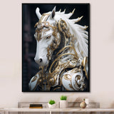 Portrait Of Futuristic White Horse - Lion Wall Art Prints