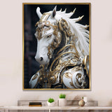 Portrait Of Futuristic White Horse - Lion Wall Art Prints