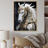Portrait Of Futuristic White Horse - Lion Wall Art Prints