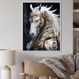 Portrait Of Futuristic White Horse - Lion Wall Art Prints