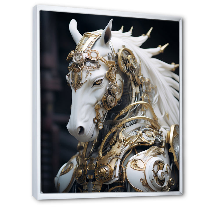 Portrait Of Futuristic White Horse - Lion Wall Art Prints