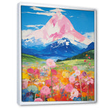 Pink Mountain In Flower Field Painting - Brown Lion Wall Art